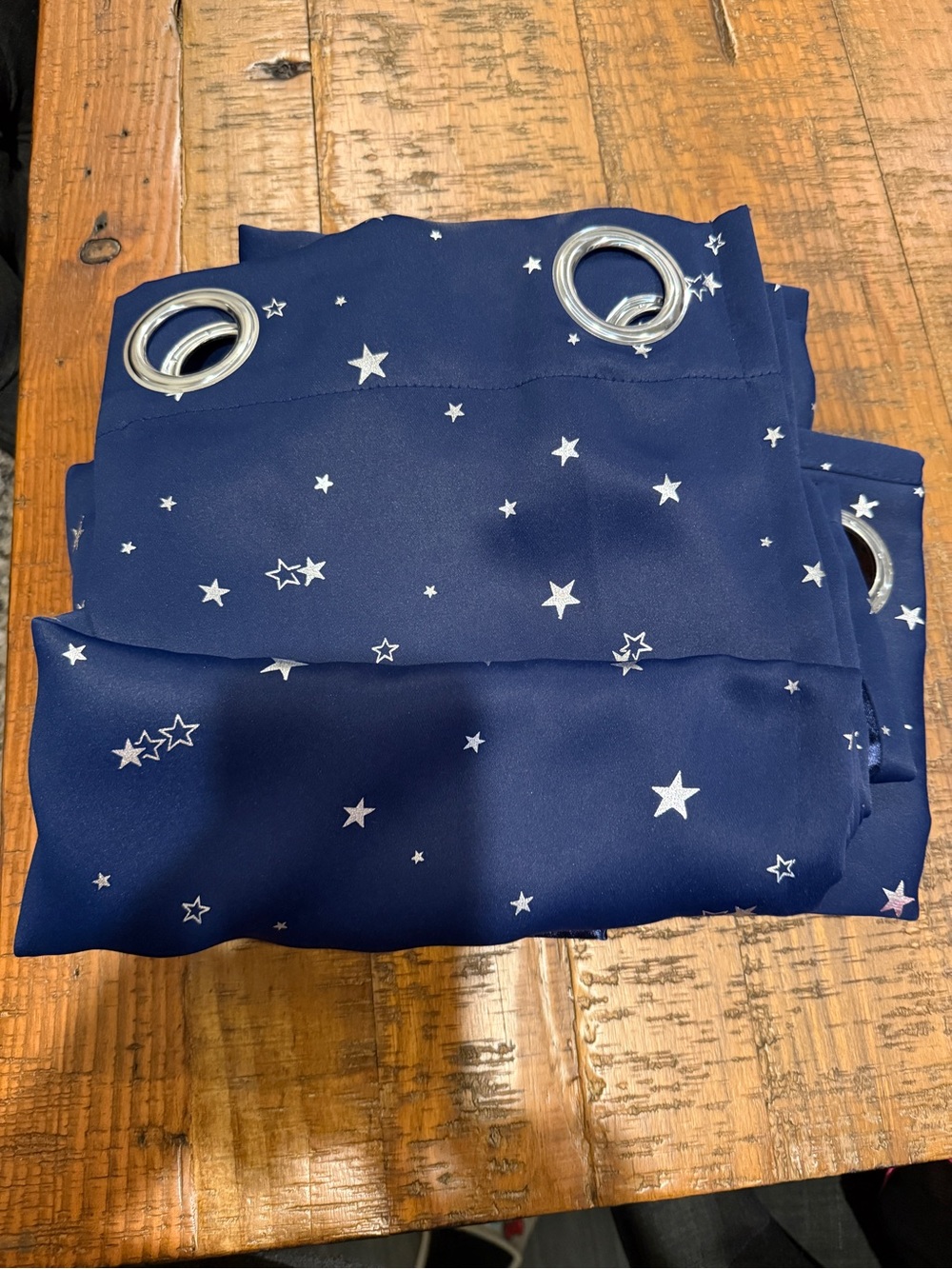 Kids Star Print Navy Blue Curtain Panel with Silver Grommets
